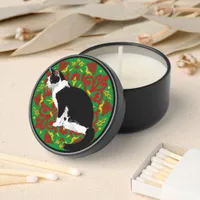 Tuxedo Cat Elegant Red and Green Design Mini Candle Favors