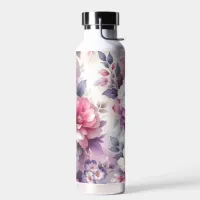 Pretty Pink and Purple Floral Shabby Chic  Water Bottle