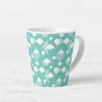 Manta Rays and Stingrays Pattern on Aqua Blue Latte Mug