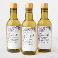 Purple Lilac Flowers Watercolor Wedding Wine Label