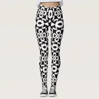 Geometric Mandala Pattern Black And White Leggings