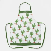 Rustic Christmas Cactus Poinsettia Holly Holiday Apron