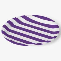 Thick Bold Purple and White Stripes Paper Plates