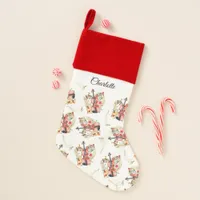 Floral Violins Gold Music Notes Christmas Holiday  Christmas Stocking