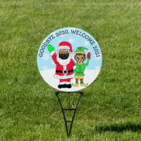 Goodbye 2020 Hello 2021 Ethnic Santa in FaceMask Sign