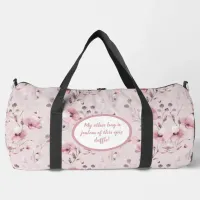 Vintage Pink Flower Pattern Duffle Bag