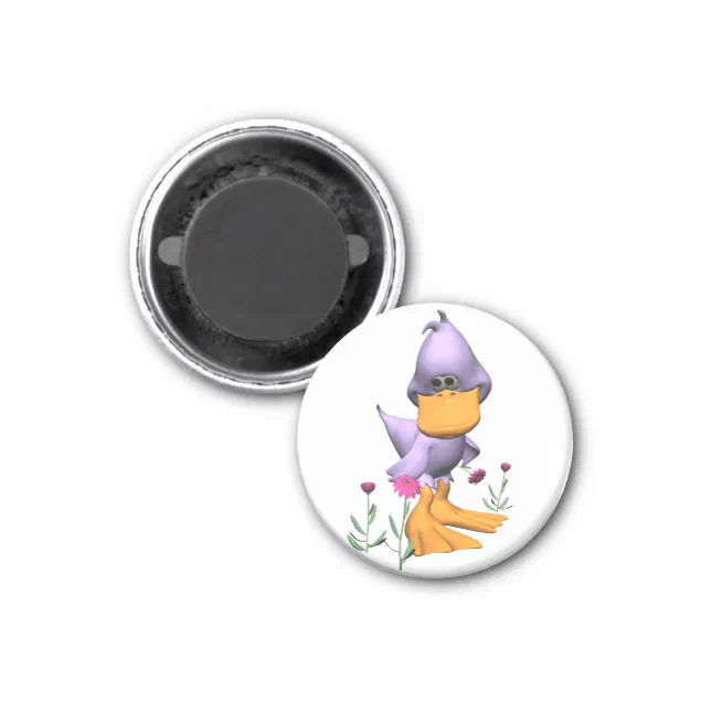 Cute and Shy Purple Cartoon Duck Magnet