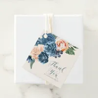 Roses Blue/Peach Wedding Thank You ID584 Favor Tags