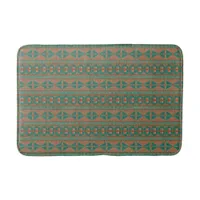 Southwestern Copper Teal Geometric Pattern Medium Bath Mat