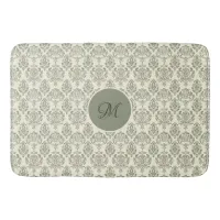 Green Damask Bath Mat