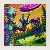 Alien Disc Golf Pin Basket Jigsaw Puzzle