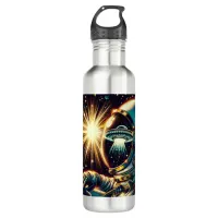 Astronaut with a Reflection of a UFO  Stainless Steel Water Bottle