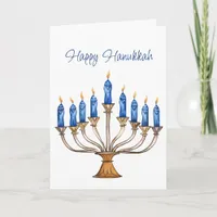 Menorah with Burning Candles Happy Hanukkah Card