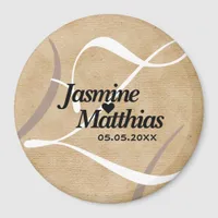 Rustic Vintage Monogram Save the Date Wedding Magnet