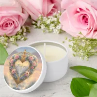 Victorian, golden heart with flowers and saying mini candle favors