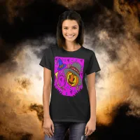 Halloween Party Jack O'Lantern Bugle Purple Womens T-Shirt