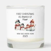 First Christmas Family of Four Snowmans  Scented Candle