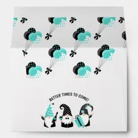 Teal and Black Gnome Happy New Year Envelope