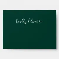 Simple  Modern Emerald Green Wedding Envelope