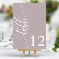 Dusty Lavender Modern Calligraphy Wedding Table Number