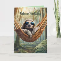 Funny sloth with sunglasses in a hammock, custom  card