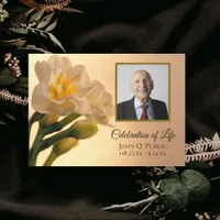 White Double Daffodils Flowers Celebration of Life Invitation