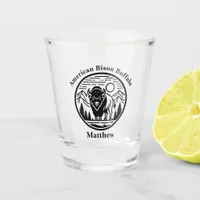 Majestic Bison in Mountain Landscape Shot Glass