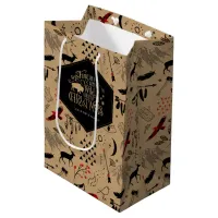 Wild Wonderful Christmas Pattern/Kraft/Red ID604 Medium Gift Bag