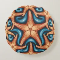 A beautiful starfish on blue round pillow