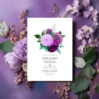 Purple and Green Floral Wedding Invitation