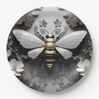 Geometric Golden Honeybee Art Paper Plates