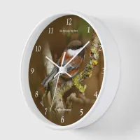 Cute Chestnut-Backed Chickadee Songbird in Tree Clock