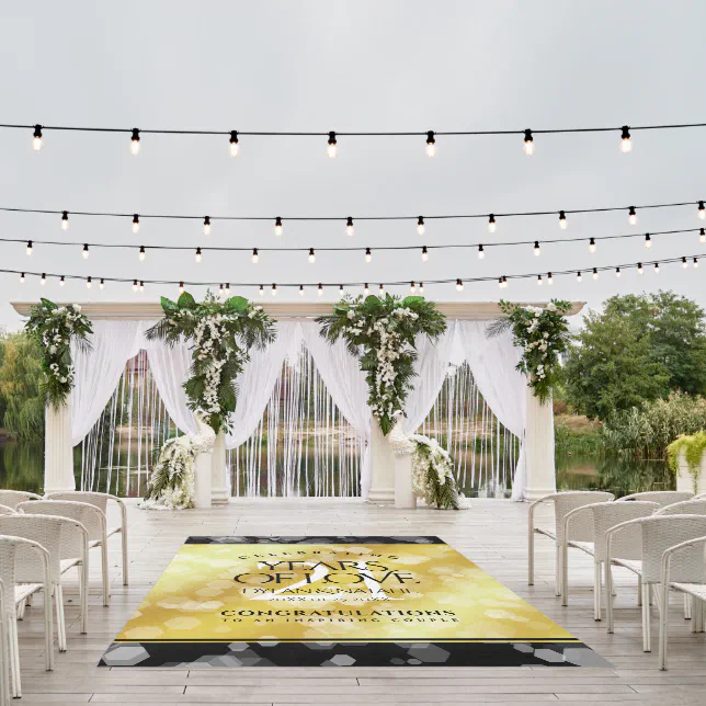 Elegant 21st Brass Wedding Anniversary Celebration Outdoor Rug