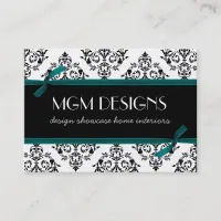 aqua damask Business Cards