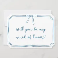 Simple Bow Dusty Blue Maid of Honor Proposal Card