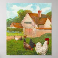 Vintage Chickens Poster