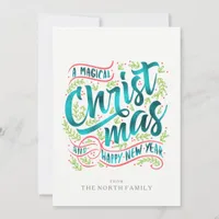 Magical Christmas Typography Teal ID441 Holiday Card