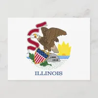 Flag and Seal of Illinois Postcard