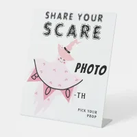 Boo Pink Ghost Pastel Halloween Decor Photo Booth Pedestal Sign