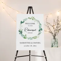 Greenery Wedding Rehearsal Dinner Welcome Sign