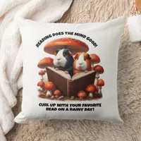 Funny Guinea Pigs Reading Under Red Mushrooms Throw Pillow