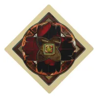 Autumn Elegance: The Floral Medallion Graduation Cap Topper