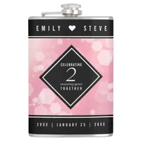 Elegant 2nd Rose Quartz Wedding Anniversary Flask