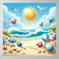 Colorful Beach Nursery Poster