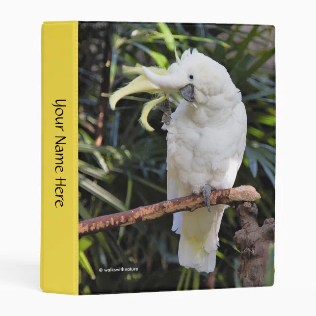 Funny Cute Sulfur-Crested Cockatoo Waves Hello Mini Binder