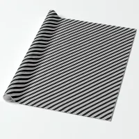 Black and White Multi-Width Diagonal Stripe Wrapping Paper