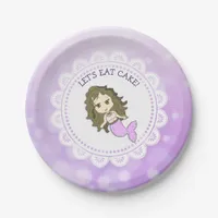 Personalized Purple Mermaid Birthday Cake Plates