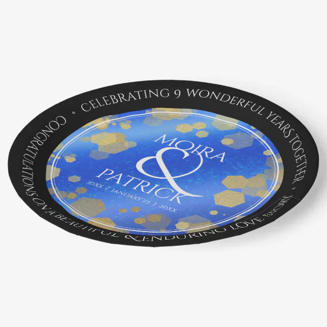 Elegant 9th Lapis Lazuli Wedding Anniversary Paper Plates