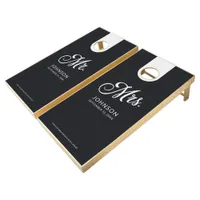 Modern Wedding Mr & Mrs Black and White Newlyweds Cornhole Set