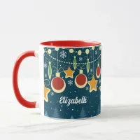 Retro Colorful Christmas Ornaments Design Coffee M Mug